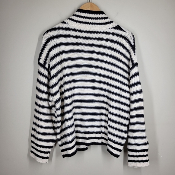 NWT! J. Crew Cable Knit Mock Neck Knit Sweater Striped Jewel Buttons XXL - Picture 8 of 9